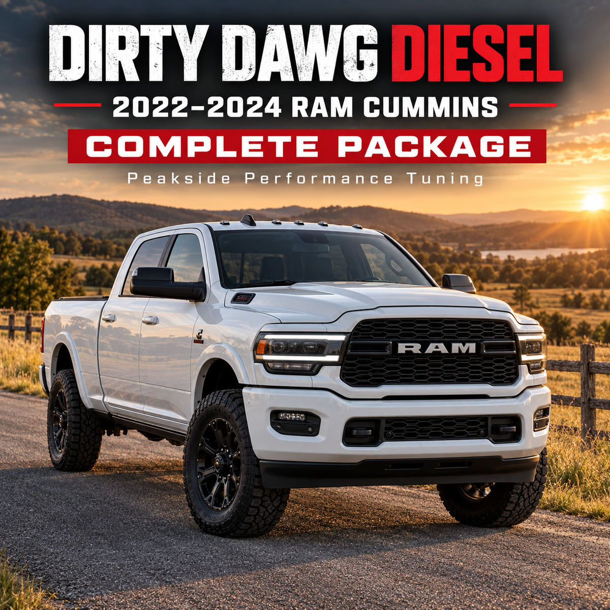 White fifth-generation Ram heavy-duty Cummins truck from the previous package cover
